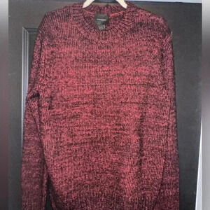 Magaschoni Mens Bordeaux Red & Black Wool Cotton Crew Neck‎ Sweater  NWT  L $198